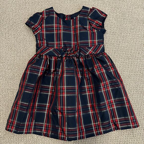 Wonder Nation Girl's Blue Silver and Red Plaid Fancy Holiday Dress - - Picture 2 of 7